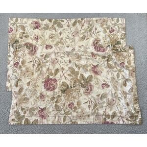 Ralph Lauren Wilton Rose Floral King Shams (2) Archival Collection Cotton Button